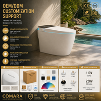 WC intelligent avec bidet à capteur automatique, en céramique, à poser au sol, télécommande, design moderne, siège chauffant, S-trap/P-trap