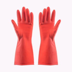 Guantes de látex para el hogar, color rojo, resistentes al agua, resistentes al aceite, gruesos y duraderos, para lavar platos, uso diario en el hogar - Product Image 1