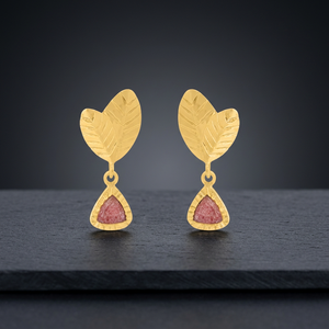 Pendientes Colgantes de Plata de Ley 925 con Cuarzo Fresa y Baño de Oro - Joyería de Moda para Mujer - Product Image 3