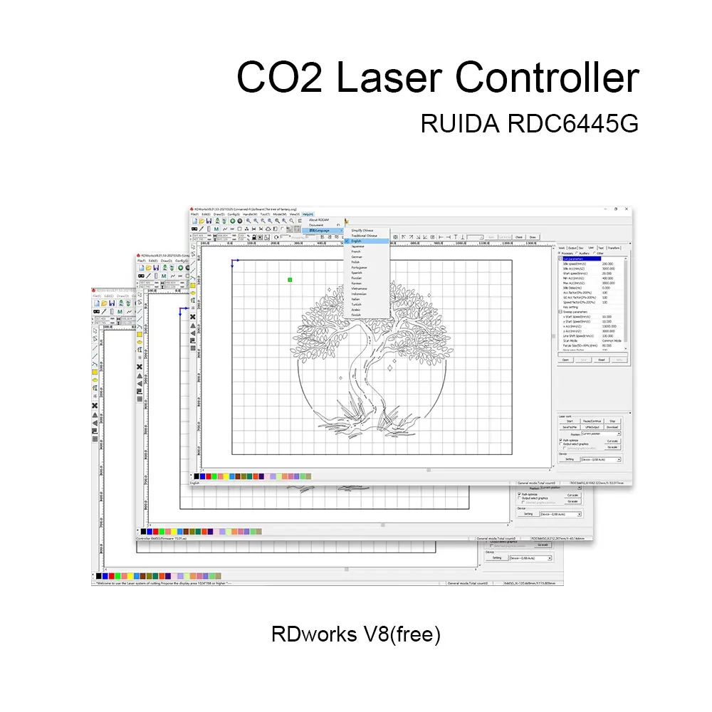 レーザー彫刻機およびカッターマシン用のGood-LaserRuidaRRDC6445GパネルCo2レーザーコントローラー