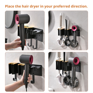 <span class=keywords><strong>Support</strong></span> <span class=keywords><strong>mural</strong></span> pour sèche-<span class=keywords><strong>cheveux</strong></span>, fer à friser, 3 en 1, organisateur d'outils pour coiffeuse de salle de bain - Product Image 5