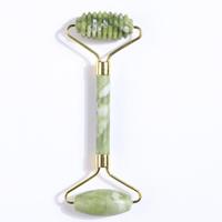 Rouleau de massage corporel vert jade avec logo personnalisé, outil Gua Sha, ensemble de soins de la peau naturels, soin du visage, sculpture lymphatique