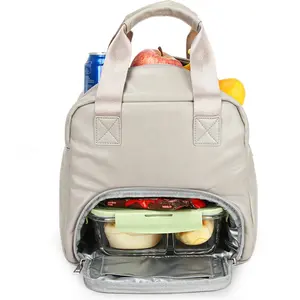حقيبة غداء جلدية مخصصة عالية الجودة محمولة ومقاومة للماء PU حقائب معزولة لحفظ درجة الحرارة للأطفال