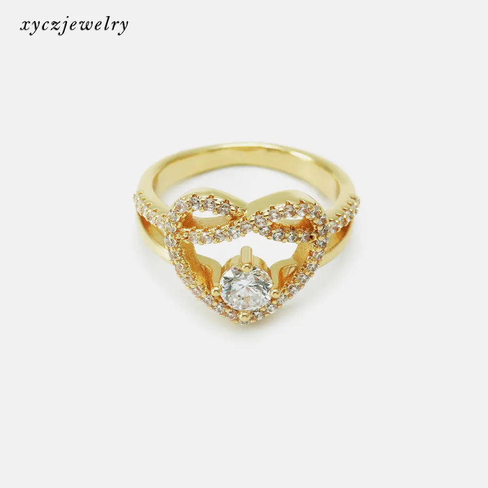 사랑 반지 숙녀 금 도금된 반지는 우아한 다이아몬드 반지를 가진 당을 위해 완벽합니다