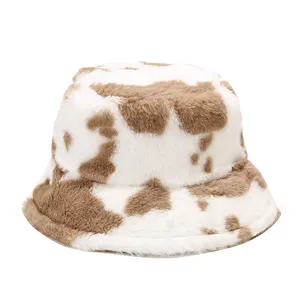 Gorra personalizada de pescador con ala ancha para mujer, gorro de invierno con estampado de vaca