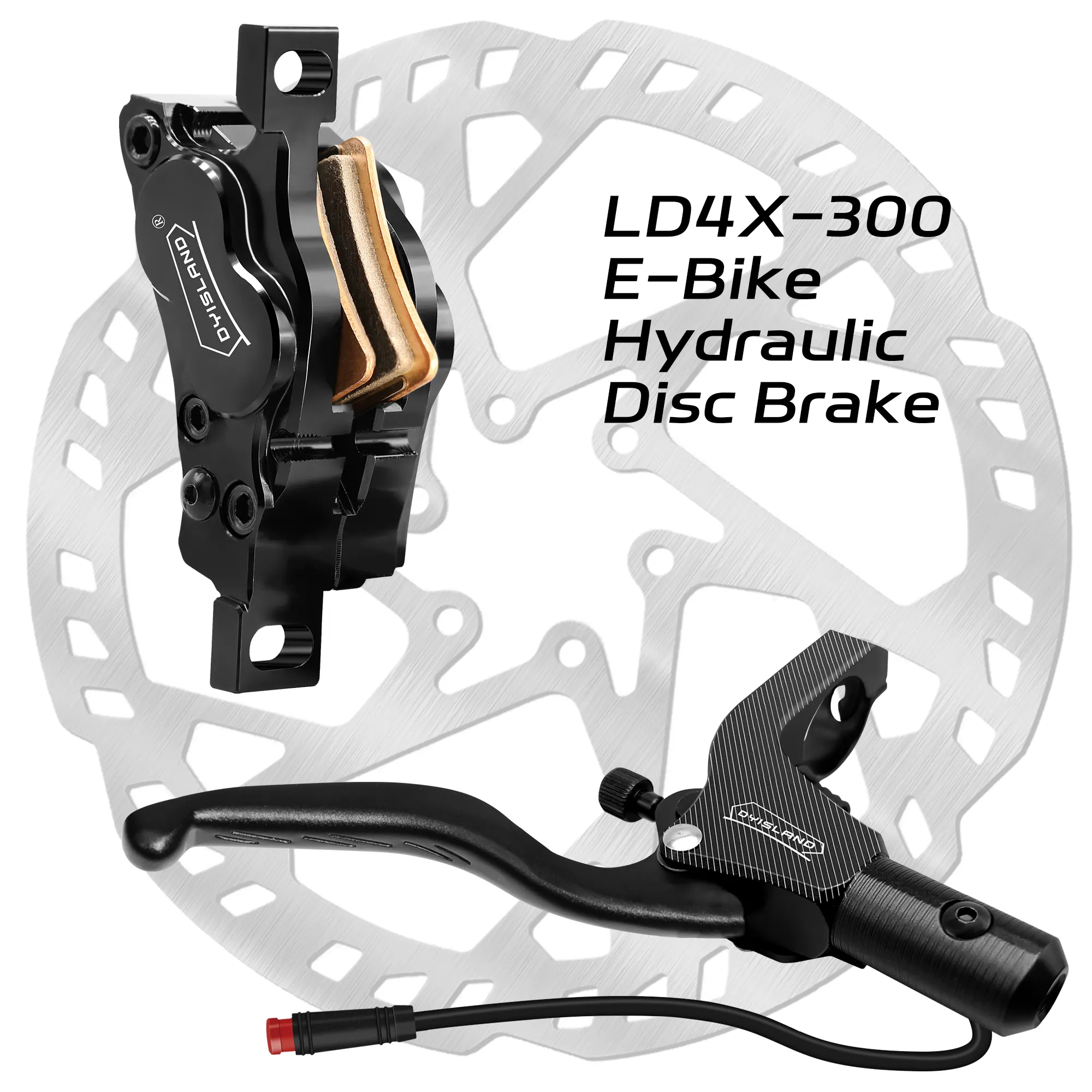 DYISLAND New Upgraded LD4X-300 Electric Bicycle Four piston 2-pin Power Loss Induction Control System Hydraulic Disc Brake Kit
