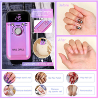 Machine à ongles électrique sans fil portable pour ongles en acrylique et gel, 45000 tr/min, lime électrique rechargeable avec base de charge