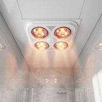 Ventilateur de plafond intégré 4 ampoules pour salle de bain avec chauffage, débit d'air élevé 300m³/h, moteur 35W - Vente en gros