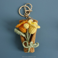 Adorable porte-clés fleur en crochet tricoté à la main, pendentif tulipe en tricot, objets décoratifs