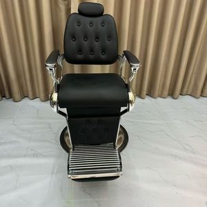 Silla de barbero estilo retro para hombres con respaldo reclinable para barberías y salones. - Product Image 4
