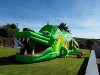 Parcours d'obstacles à tunnel gonflable WINSUN Happy Gator avec toboggan/parcours d'obstacles en crocodile gonflables