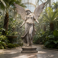 Ensemble d'art mural personnalisé avec sculpture d'ange à caractères grecs religieux et détails gravés pour statue en marbre de parc