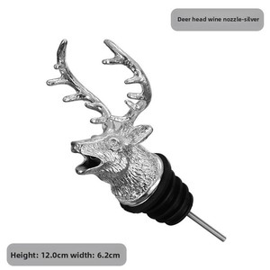 Fabricante al por mayor <span class=keywords><strong>Jagermeister</strong></span> Deer Head Wine Pourer Fancy Animal Head Wine Spout Zinc Alloy Metal Pourer - Product Image 3