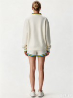 Sweat-shirt à col montant pour femme, automne-hiver, longueur allongée, logo brodé personnalisé, haut pour femme