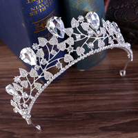 Diadème de mariée classique RS035 en cristal, couronne de fleurs en forme de cœur, grande tiara rouge, violette, bleue, plaquée argent, pour mariage, anniversaire, cheveux