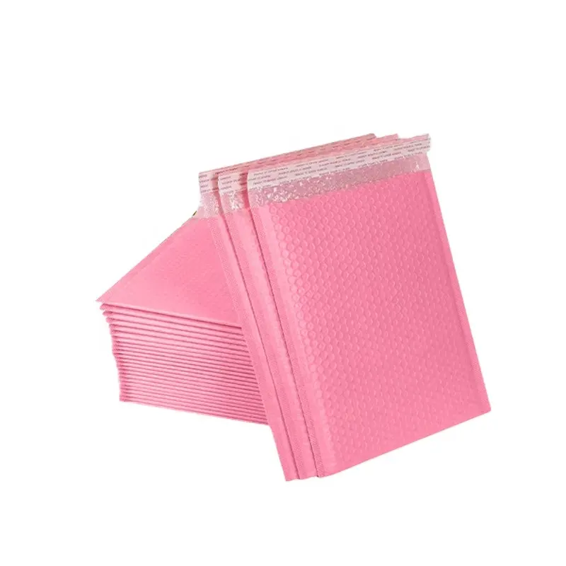 चमकदार गुलाबी हवा गद्देदार बुलबुला लिफाफा कस्टम लोगो प्रिंट बुलबुला Mailers कूरियर वितरण पैकेज कपड़े शिपिंग बैग