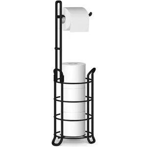 Modern Bathroom Accessories Storage Organizer Free Standing Metal Toilet Tissue Roll Holder Paper Towel Stand