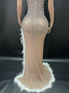 <span class=keywords><strong>Vestido</strong></span> de <span class=keywords><strong>plumas</strong></span> de diamantes Vestidos de moda para mujer Vestidos de noche de lujo Boda <span class=keywords><strong>Invitada</strong></span> Ropa De Mujer - Product Image 5