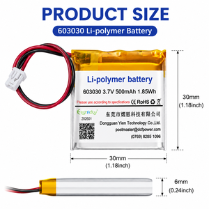 Baterai Lithium Polymer Custom 3.7V 500mAh 603030 CE RoHS Lipo Cell OEM untuk Perangkat Medis yang Dapat Dipakai, Perangkat Genggam, IoT, Sensor Pintar - Product Image 4