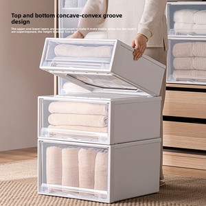 Commode en plastique empilable grande capacité style coréen, installation facile, unité de rangement transparente - Product Image 2