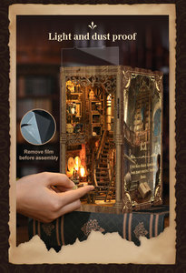 Kit de Casa de Muñecas de Madera en Miniatura, Rincón de Lectura Encantado, Rompecabezas 3D con Iluminación LED, Decoración de Estantería de Fantasía - Product Image 2