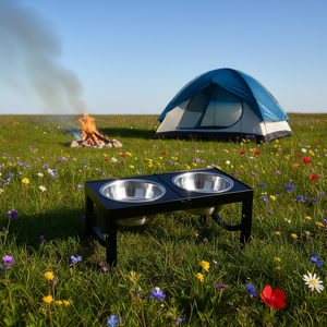 Comedero portátil doble de acero inoxidable para perros, tamaño M, para acampar y viajar al aire libre - Product Image 2