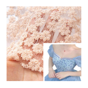 Tissu de dentelle en coton <span class=keywords><strong>au</strong></span> <span class=keywords><strong>Crochet</strong></span> pour robe de mariée, décorations de maison, tissu de broderie en dentelle florale 3d - Product Image 1