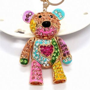 Llavero de aleación de zinc con oso de peluche de cristal de dibujos animados, ligero, para mujer, adorno para bolso, venta al por mayor - Product Image 1