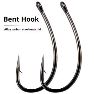 Hameçons de pêche en acier à haute teneur en carbone, hameçon à tête bombée, hameçon pour carpe européenne, hameçon à tige courbée, hameçon à œillet avec trou et anneau, hameçon à tige longue - Product Image 2