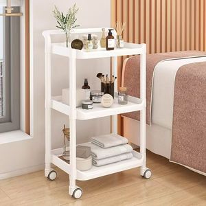 <b>White</b> Salon <b>Trolley</b> Rolling Storage Cart With Drawer 4 Wheel Utility Rack for Beauty Salon - Product Image 3