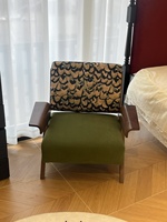 Fauteuil en bois de style rétro français de luxe léger avec dossier pour salon, balcon, chambre à coucher, mobilier de maison de loisirs