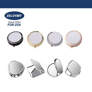 ZELOYAUT Sublimation Makeup Mirror Metal Personalized Custom Mini Compact Hand Mirror Hot Sales Diy Gifts for Women