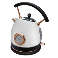 Bouilloire Électrique Noire 1,8 L, Style Rétro, Grande Capacité, Idéale pour le Thé, Cuisine, Très Recommandée, Théière Sans Fil en Acier Inoxydable