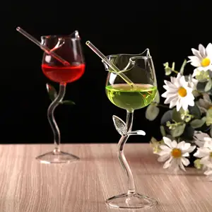 Toptan yaratıcı benzersiz tasarım gül şekli kadeh şarap bardağı