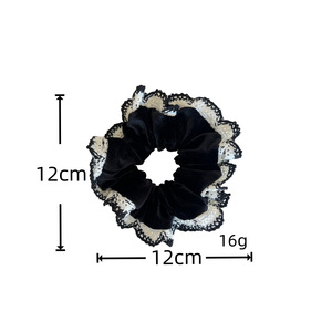 High-quality French Lace Silk Fabric Scrunchies in Multi Colors for Women-<b>Sweet</b> Ballet Hair Accessories - Product Image 3