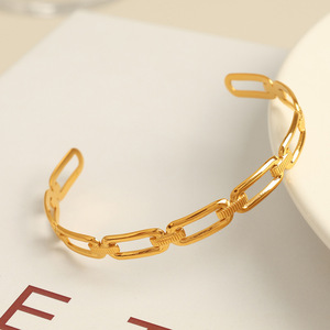 Cross Border European American Style Chain Link <b>Bracelet</b> Titanium Steel 18K <b>Gold</b> Plated <b>Adjustable</b> Unisex Jewelry - Product Image 3