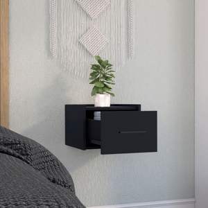 DB Boa Mesita de noche de un solo cajón montada en la pared Extremo flotante/Mesa auxiliar con asa Negro para dormitorio o hogar para uso en apartamentos - Product Image 4