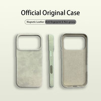Étui de téléphone magnétique en PU pour iPhone 17 Pro Max, style uni, doublure en tissu floqué, anti-traces de doigts, protection antichoc