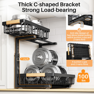 Organisateur de rangement sous évier de cuisine en métal noir réglable à 2 niveaux, tiroir coulissant en forme de L pour salle de bain, OEM - Product Image 2