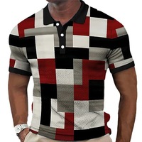 Grosir kaus Polo lengan pendek pria, baju Polo motif kotak-kotak Vintage kasual gaya Eropa Amerika musim panas motif dapat disesuaikan