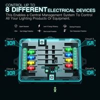 Panneau de commande 8 voies RGB à relais à semi-conducteurs avec contrôle sans fil par application, 60A SSR, sans perçage, étanche IP68 pour véhicules tout-terrain, marins et Jeep