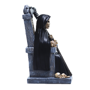 Ornamento in resina Halloween spettrale gotico death decor figurine evil grim reaper on bone throne statue con <span class=keywords><strong>falce</strong></span> e teschio - Product Image 3