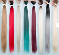Extensions de cheveux lisses en fibres synthétiques résistantes aux hautes températures, très vendues, tissées à la machine, double trame, cheveux teints