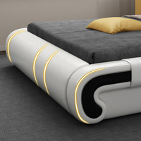 Fabrikverkauf Europäischer Stil Erwachsenen Zeitgenössisches Weißes Queen-Size-Bettgestell aus Leder 1,8 m Doppelbett mit Stauraum