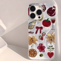 Fruit Flower Shell Sun Print Silver Silk Pattern PC Funda para teléfono móvil para Iphone 8 X Xr Xs Max 11 12 13 14 15 16 17 Air