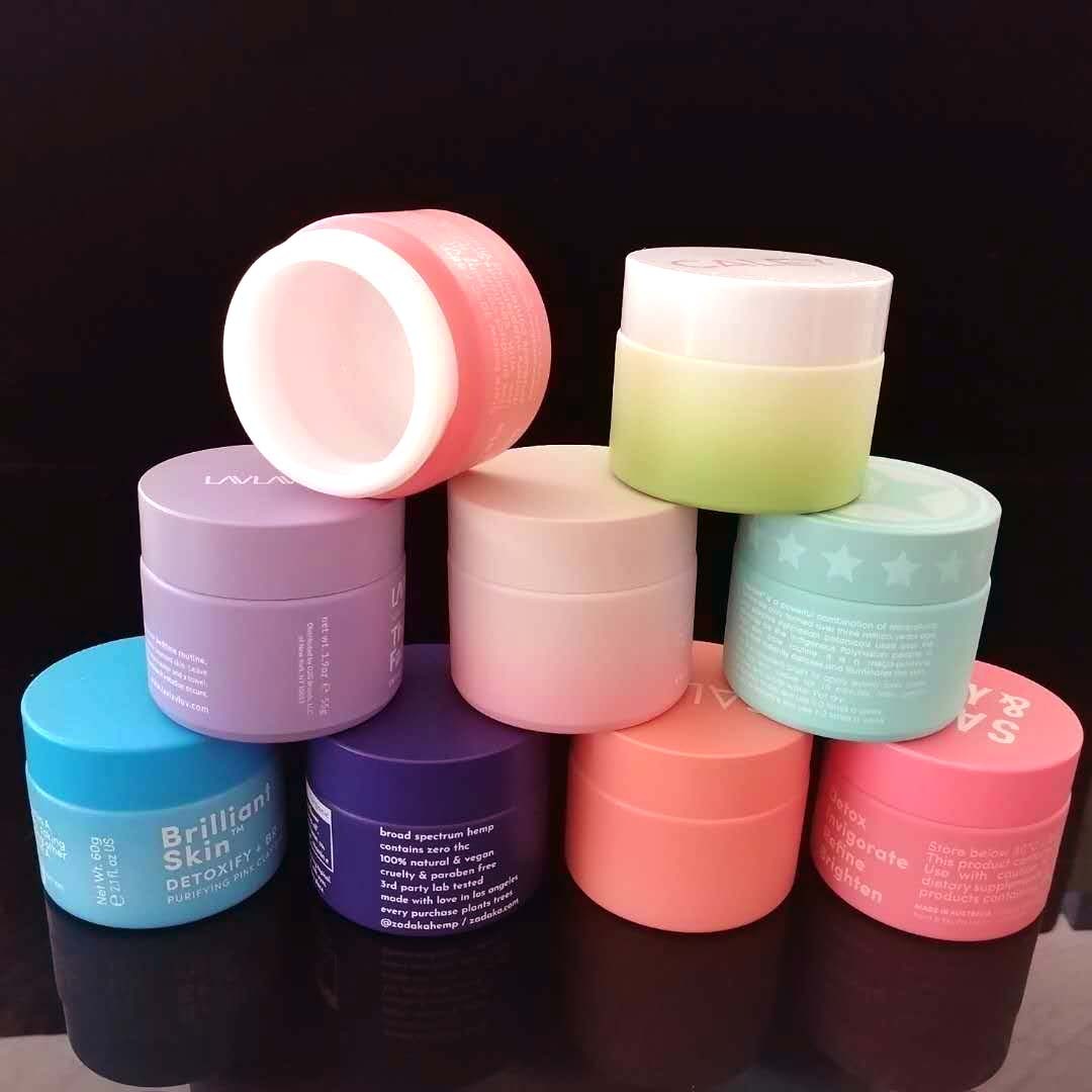luxury pink cosmetic 50ml 100ml glass jar and lid colored glass jars cosmetic skin care jars