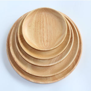 Platos Redondos de Madera de Caucho para Postres, Aperitivos, Frutas, Sushi, Pasteles, Uso en Hoteles, Cafeterías y Salones de Té, Solo Lavar a Mano - Product Image 1