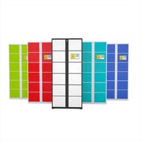 Casier intelligent moderne personnalisable en acier pour supermarché, avec système de stockage numérique et de paiement par pièces