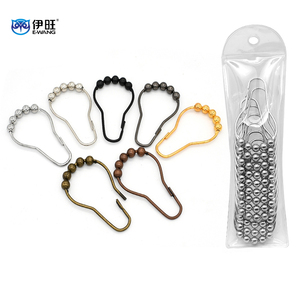 12 pièces en gros résistant décor glisse tige anneau cintres pince antirouille métal décoratif salle de bain douche rideau crochet - Product Image 1