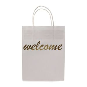 Eco Friendly Square Bottom Shopping Gift Carrier <b>White</b> Kraft Paper <b>Bag</b> - Product Image 3